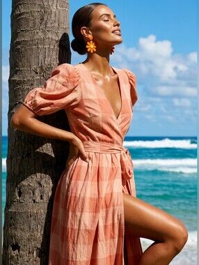 Significant Other Stella Check Cotton Midi-Dress